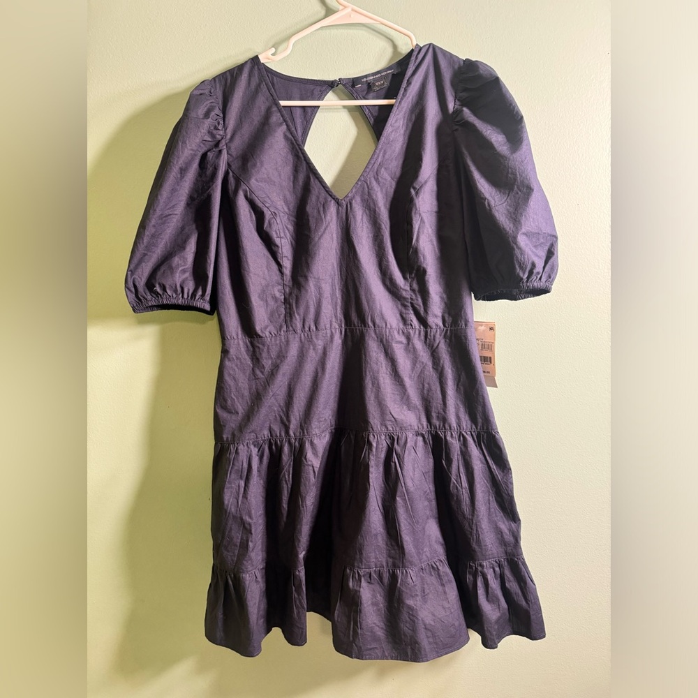 NWT French Connection, indigo dress, key hole back, size 12.